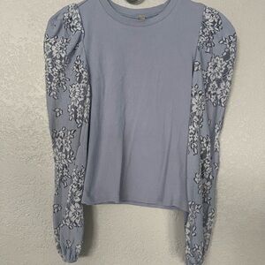 Dolan Blue Lace Sleeve Sweater